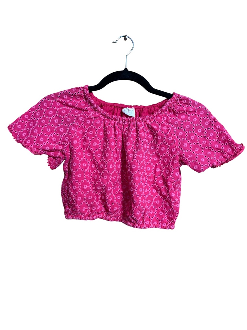 J. Crew Crewcuts Kids Pink Eyelet Floral Kids Blouse Summery Top Size M 8/9